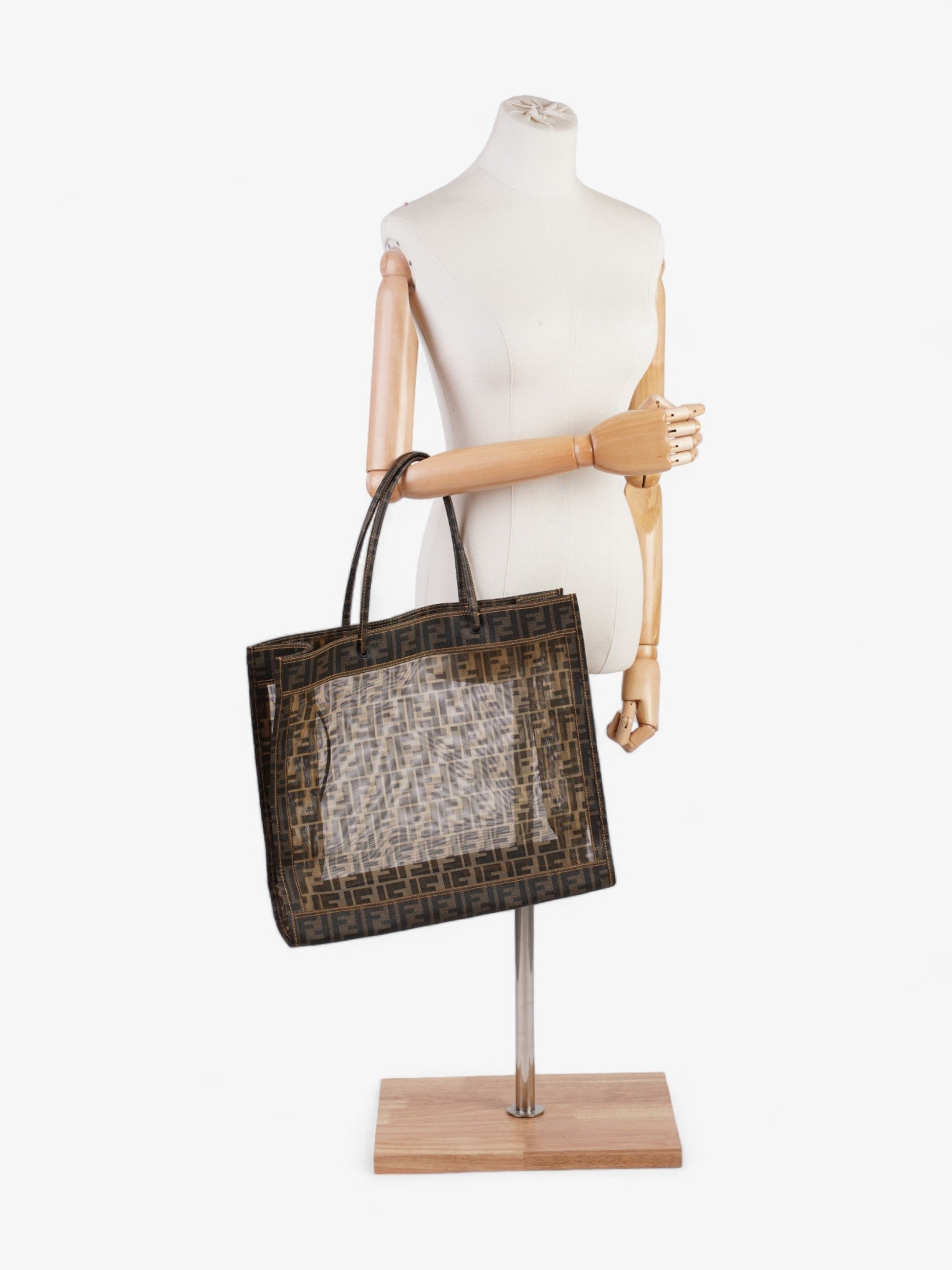Fendi Zucca Mesh Tote Mesh Brown Tote Bag