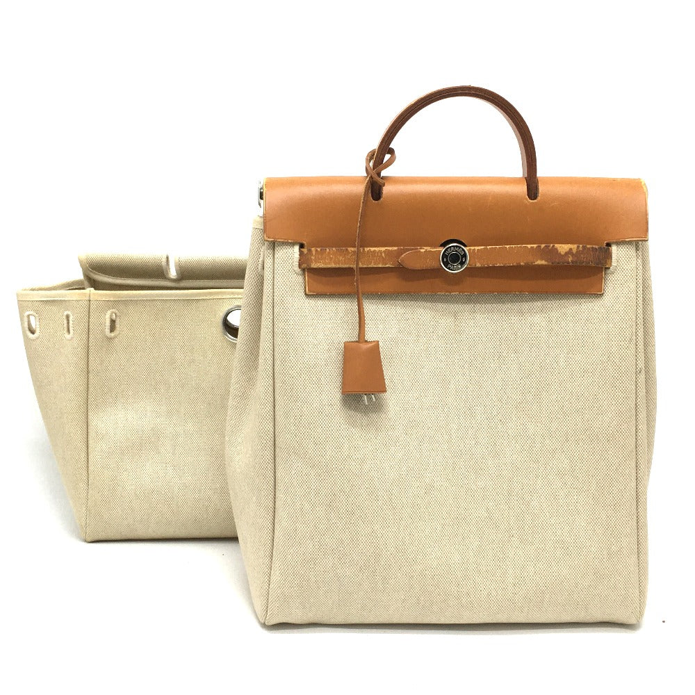 Backpack Toile Gm With Replacement Bag Herbag Leather Beige