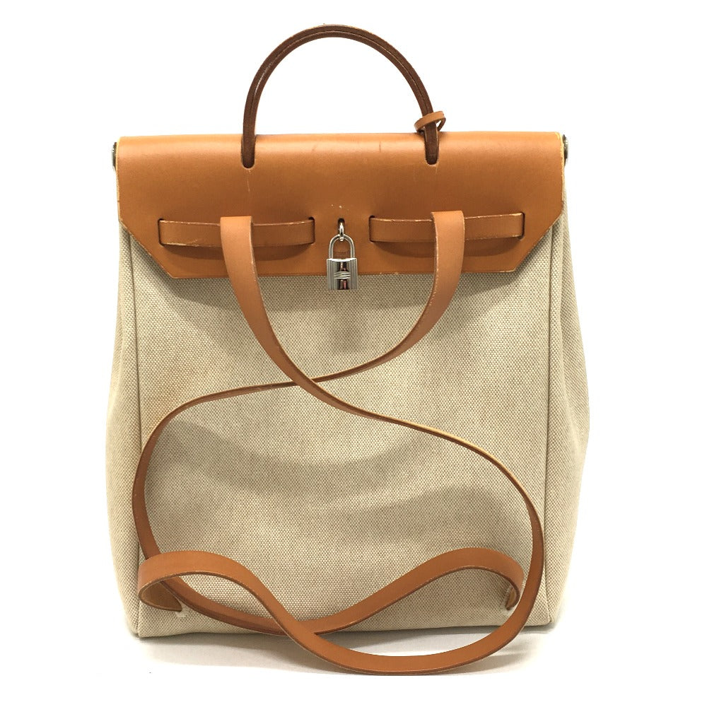 Backpack Toile Gm With Replacement Bag Herbag Leather Beige