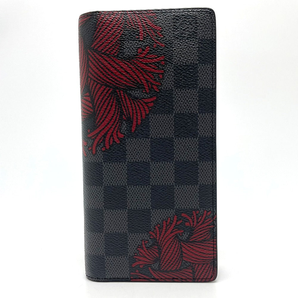 Louis Vuitton Long Purse N41676 Damier Grafitto Canvas Black Gray Wallet Case