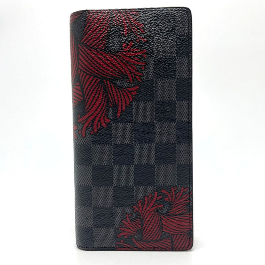 Louis Vuitton Long Purse N41676 Damier Grafitto Canvas Black Gray Wallet Case