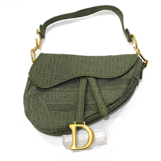 Dior Christian Handbag Khaki Oblique Saddle Bag Embroidered Canvas Travel Bag