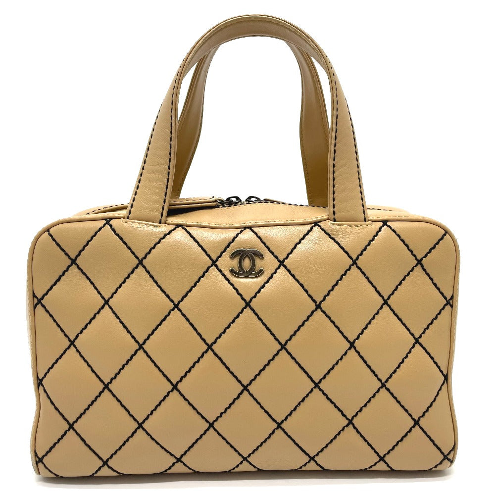 Chanel lambskin CC COCO Mark Wild stitch Beige Handbag