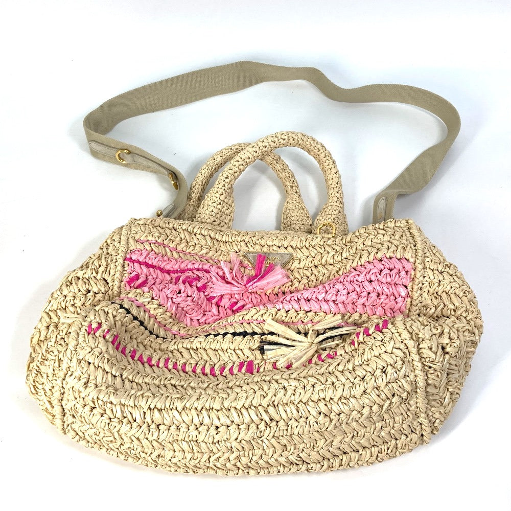Triangle Plate Canapa Raffia Beige Travel Bag