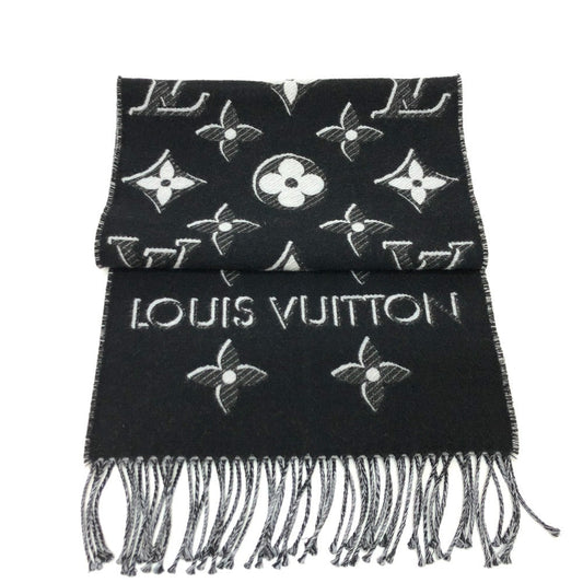 Louis Vuitton Scarf M78159 Silk Echarpe essential Wool Black