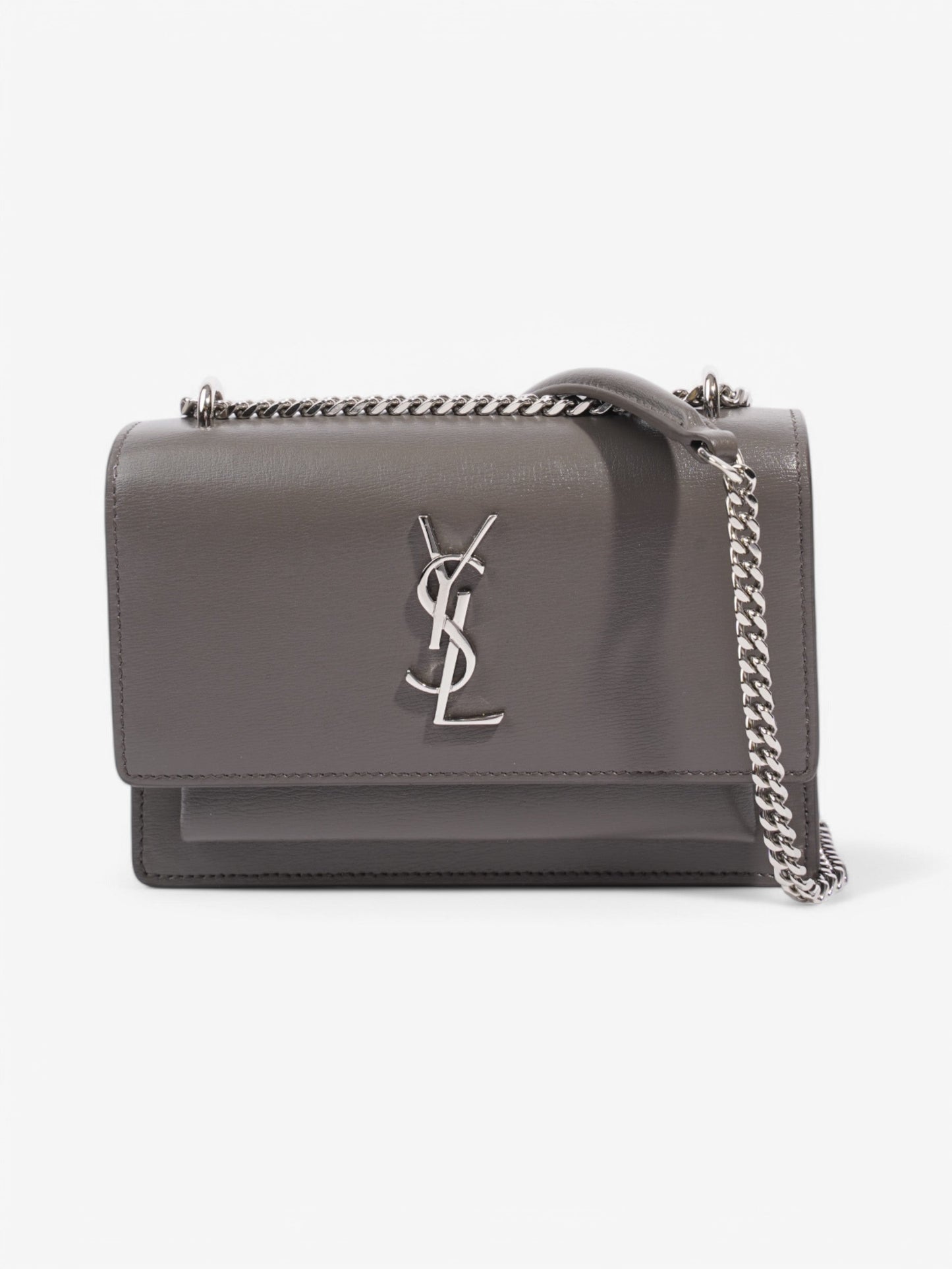 YSL Saint Laurent Sunset Grey Handbag Leather Gray Small Travel Bag