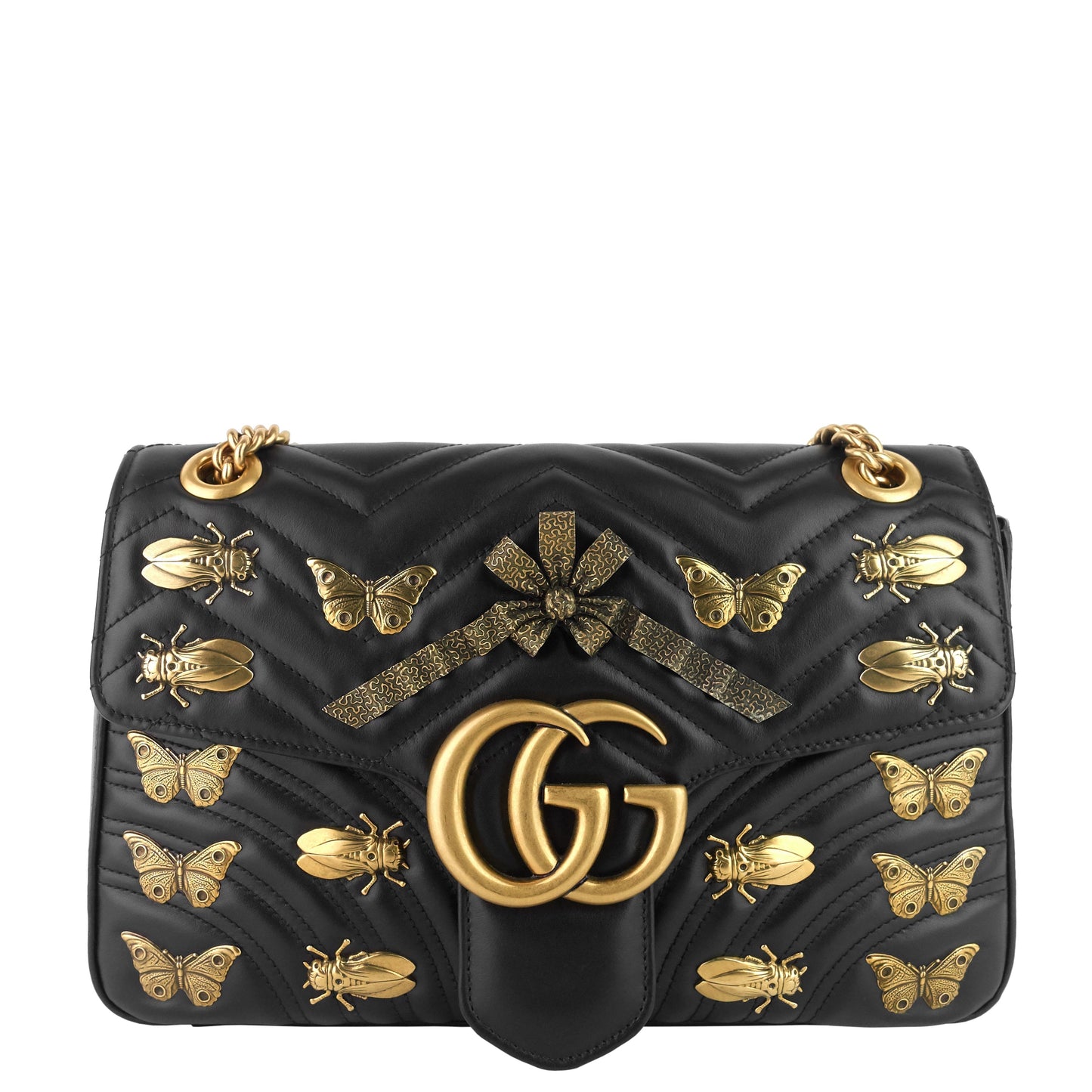 Gucci Marmont Insects Matelass Bag Leather Medium Crossbody Bag