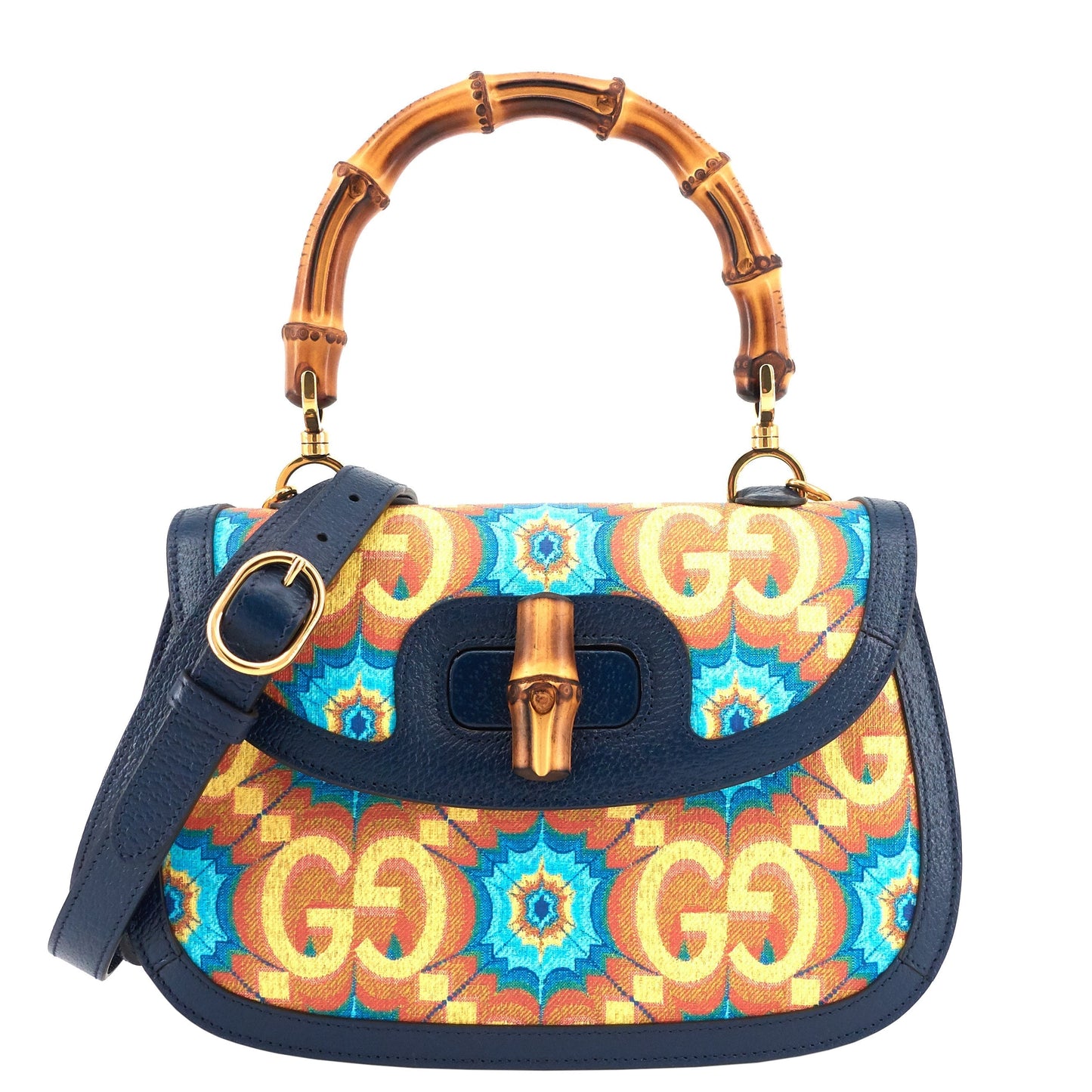 Gucci Bamboo Handle Kaleidoscope And Bag Leather Canvas Travel Bag