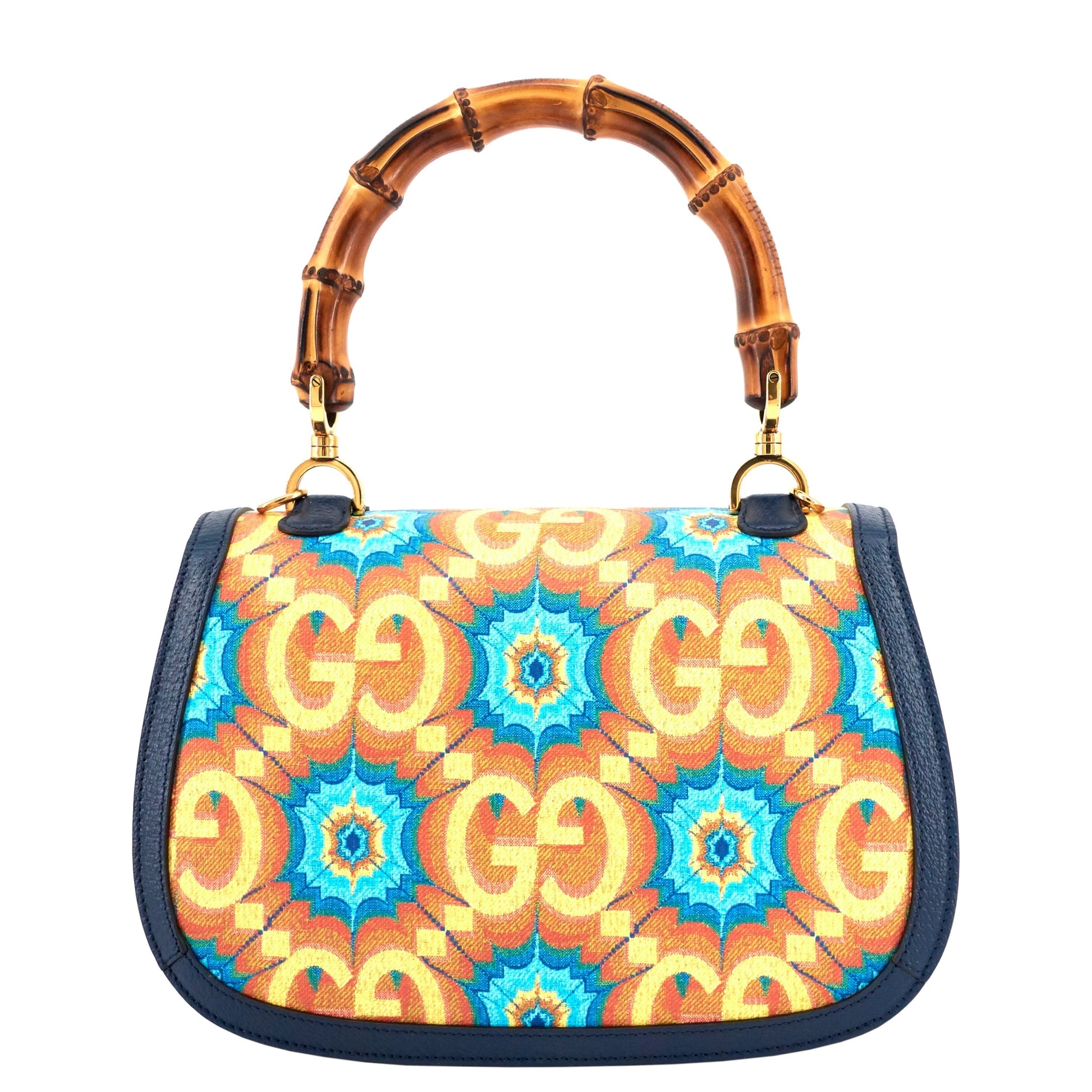 Gucci Bamboo Handle Kaleidoscope And Bag Leather Canvas Travel Bag