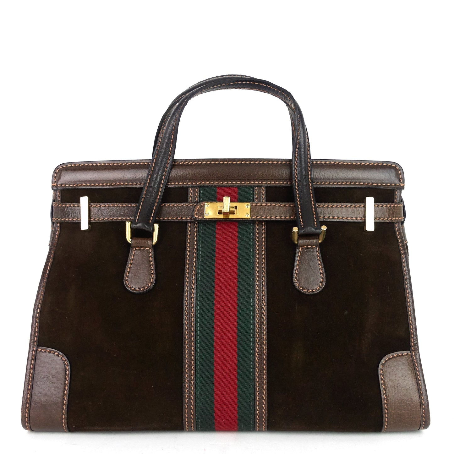 Gucci Web Stripe Tote Bag Suede