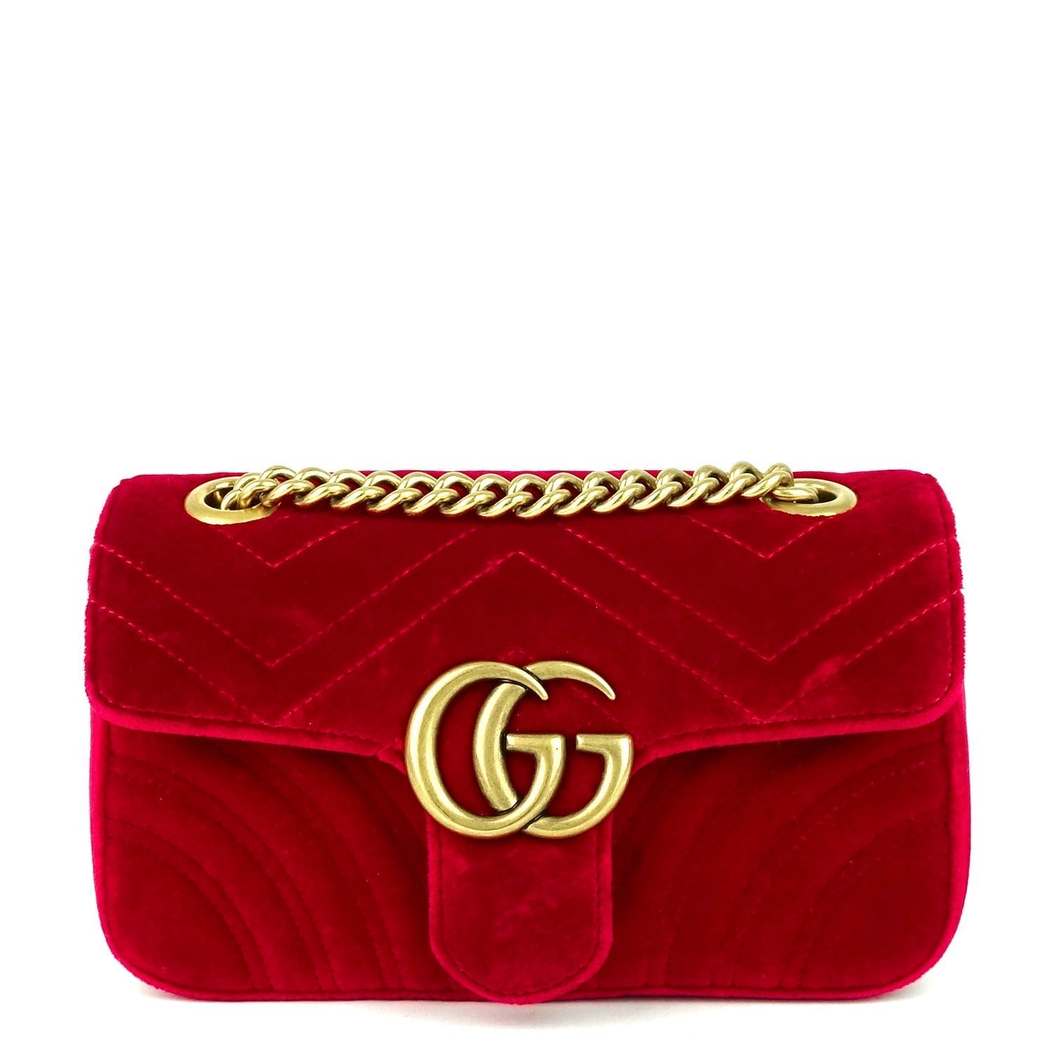 Gucci Marmont Chevron Velvet Bag Mini Shoulder Bag