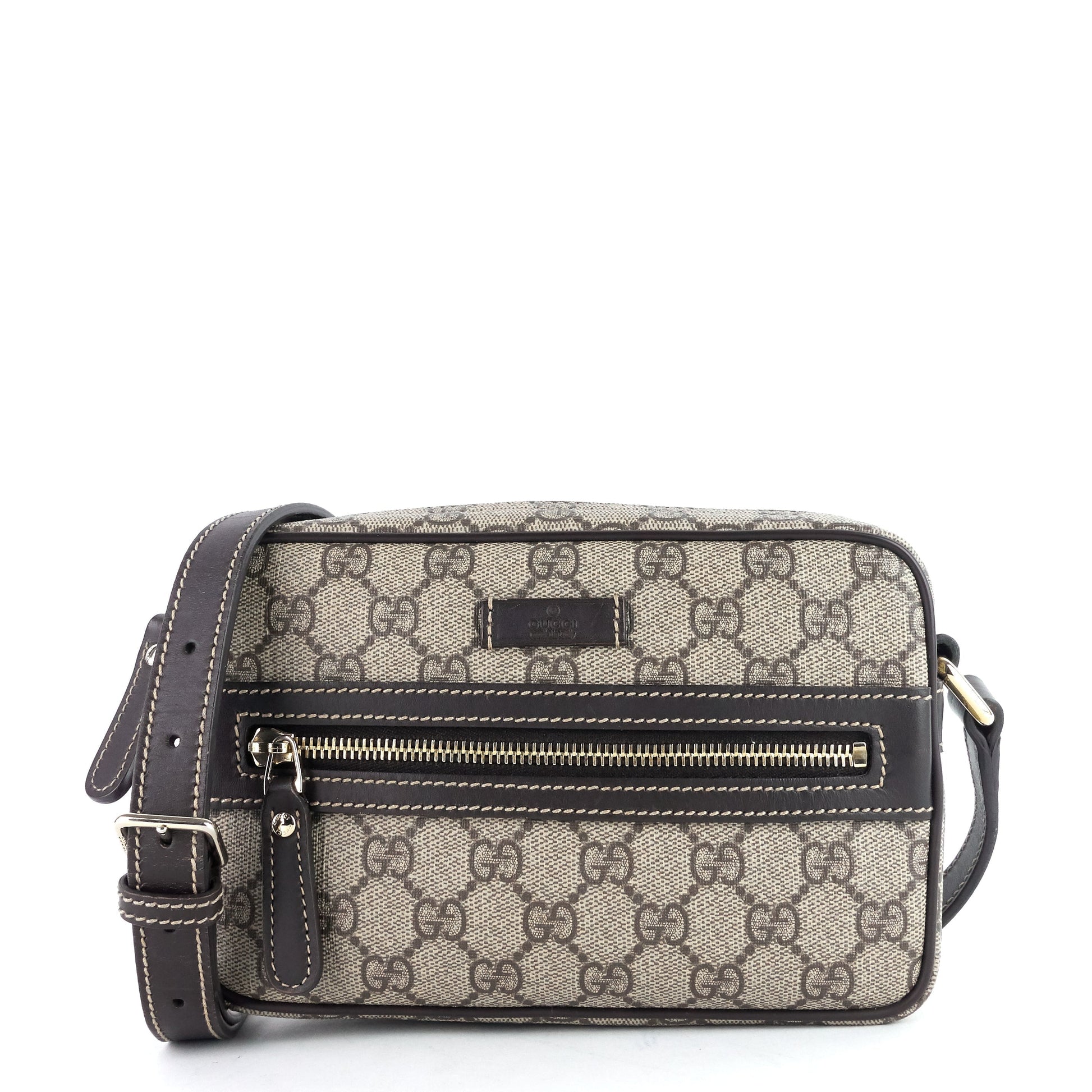 Gucci Front Zip Supreme Camera Bag Canvas Travel Bag