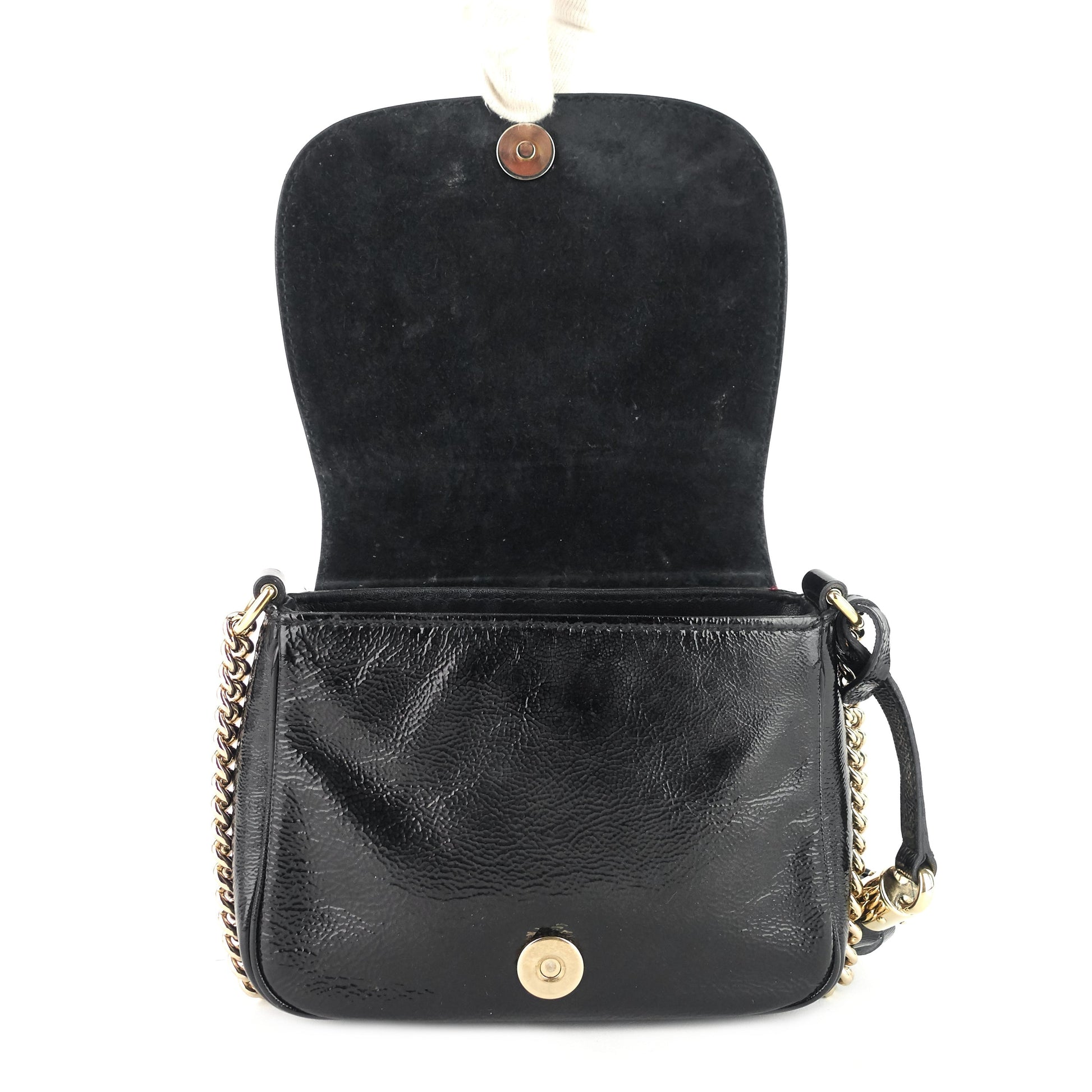 Gucci Soho Patent Crossbody Bag Leather Chain