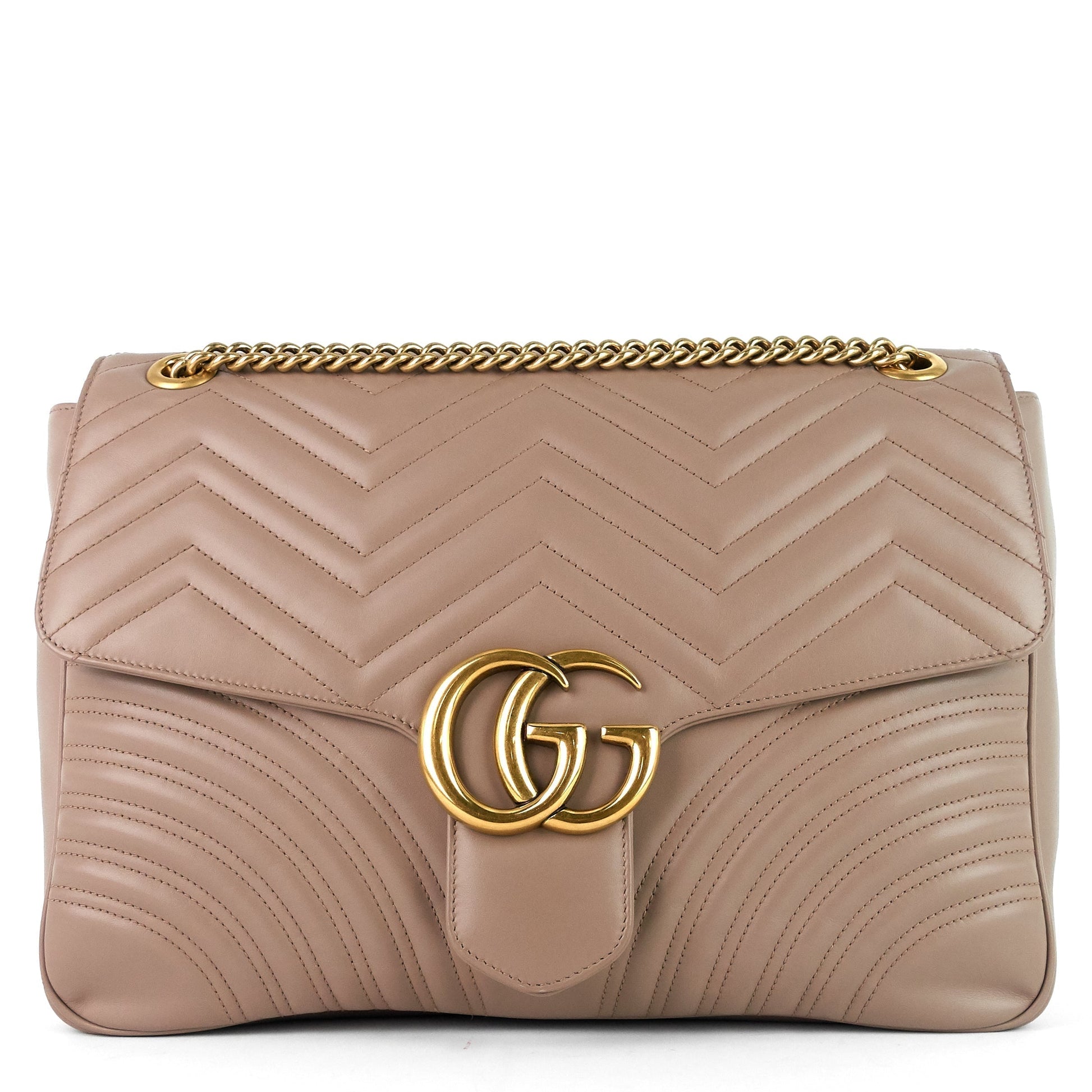 Gucci Marmont Chevron Bag Leather Large Shoulder Bag