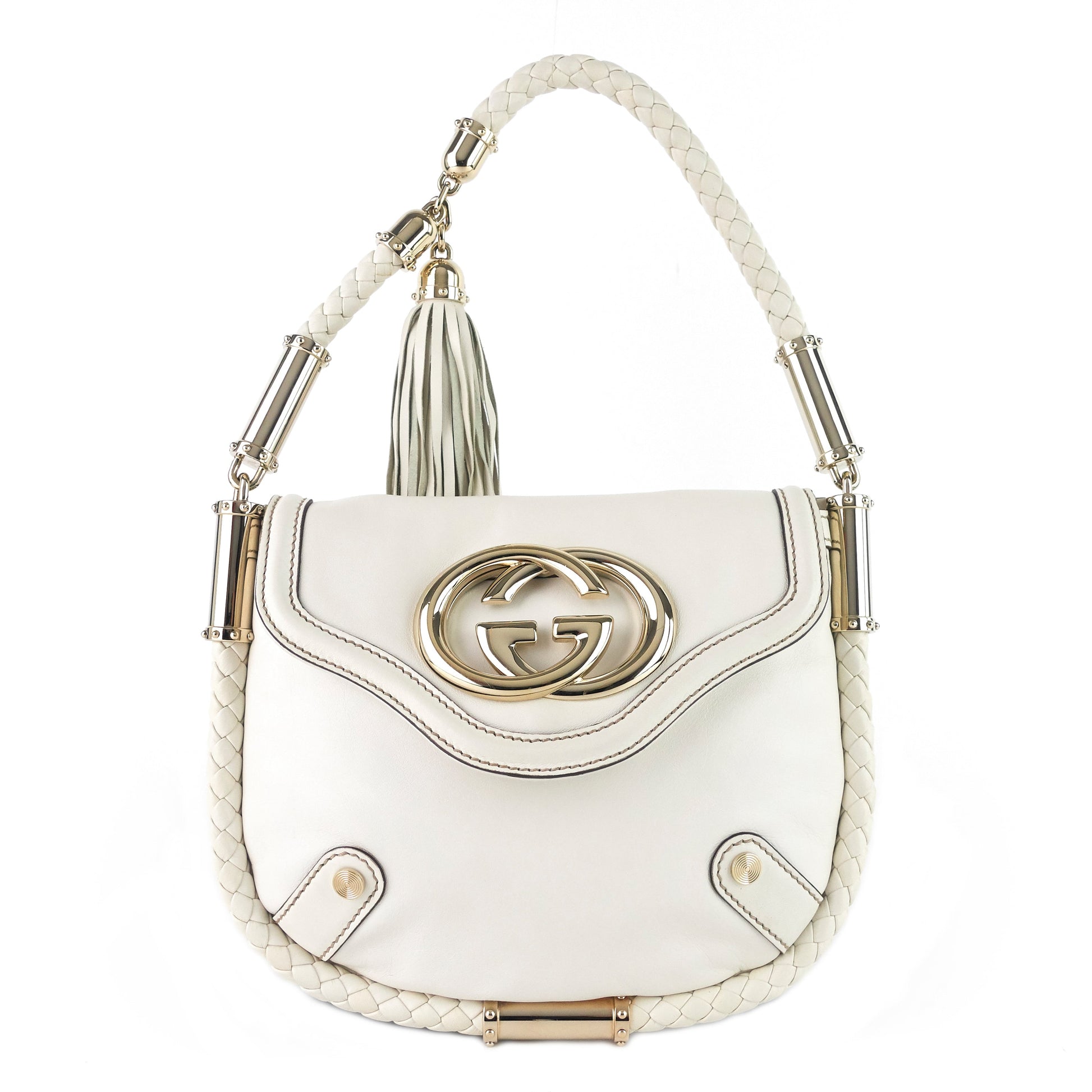 Gucci Britt Tassel Calfskin Hobo Bag Leather Small Travel Bag