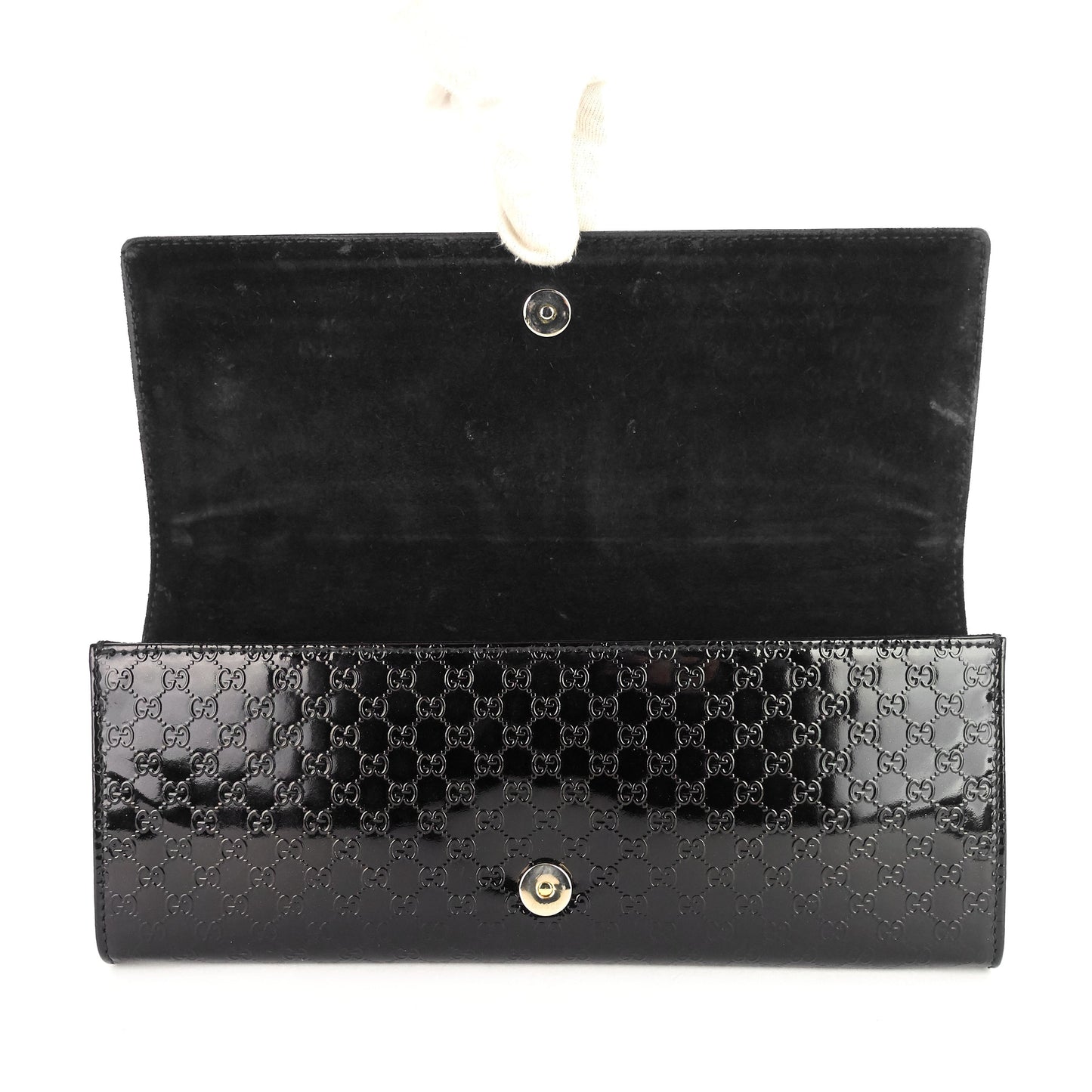 Gucci Micro ssima Patent Broadway Clutch Bag Leather