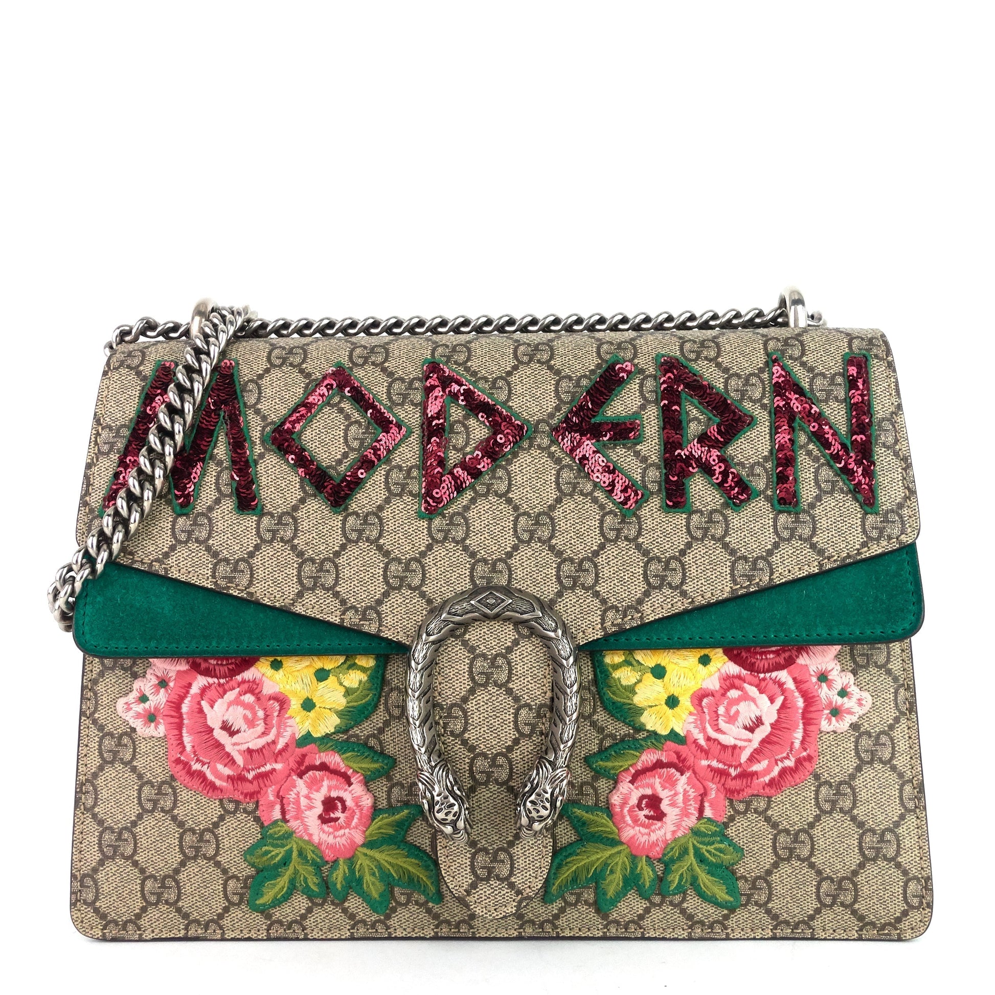 Gucci Dionysus Medium And Embroidered Supreme Bag Canvas Suede Shoulder Bag