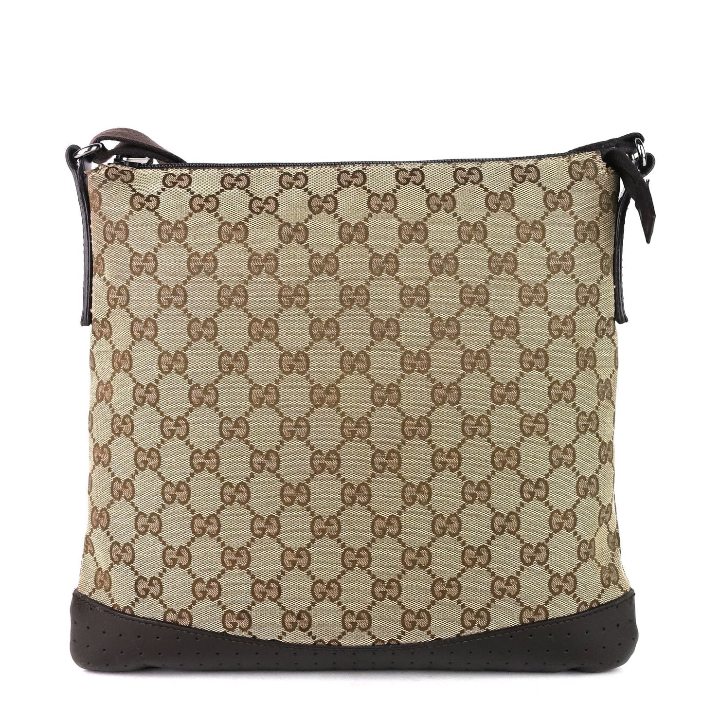 Gucci Perforated Messenger Bag Canvas Monogram Shoulder Bag