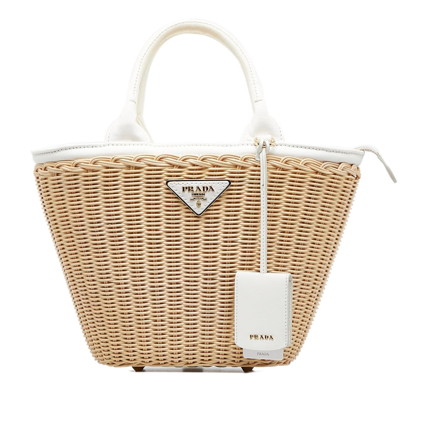 Prada Midollino Luxury Handbag Wicker Brown Travel Bag