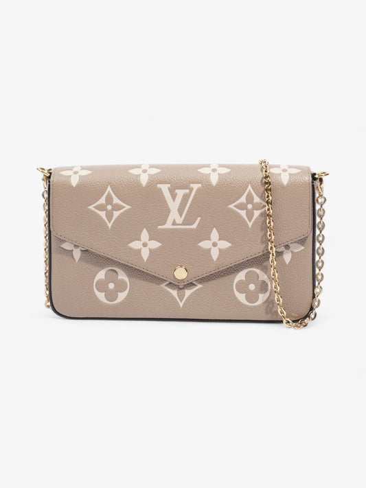 Louis Vuitton Felicie Pochette Tourterelle Cream Empreinte Leather Gray Clutch Bag