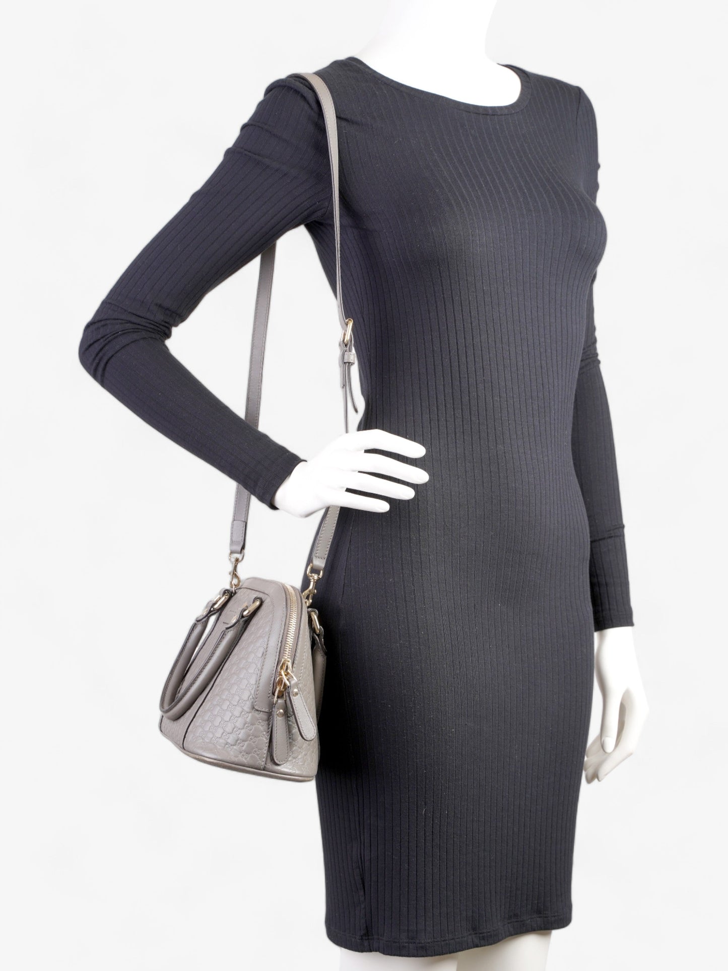 Gucci Microssima Dome Bag Grey Leather Mini Travel Bag