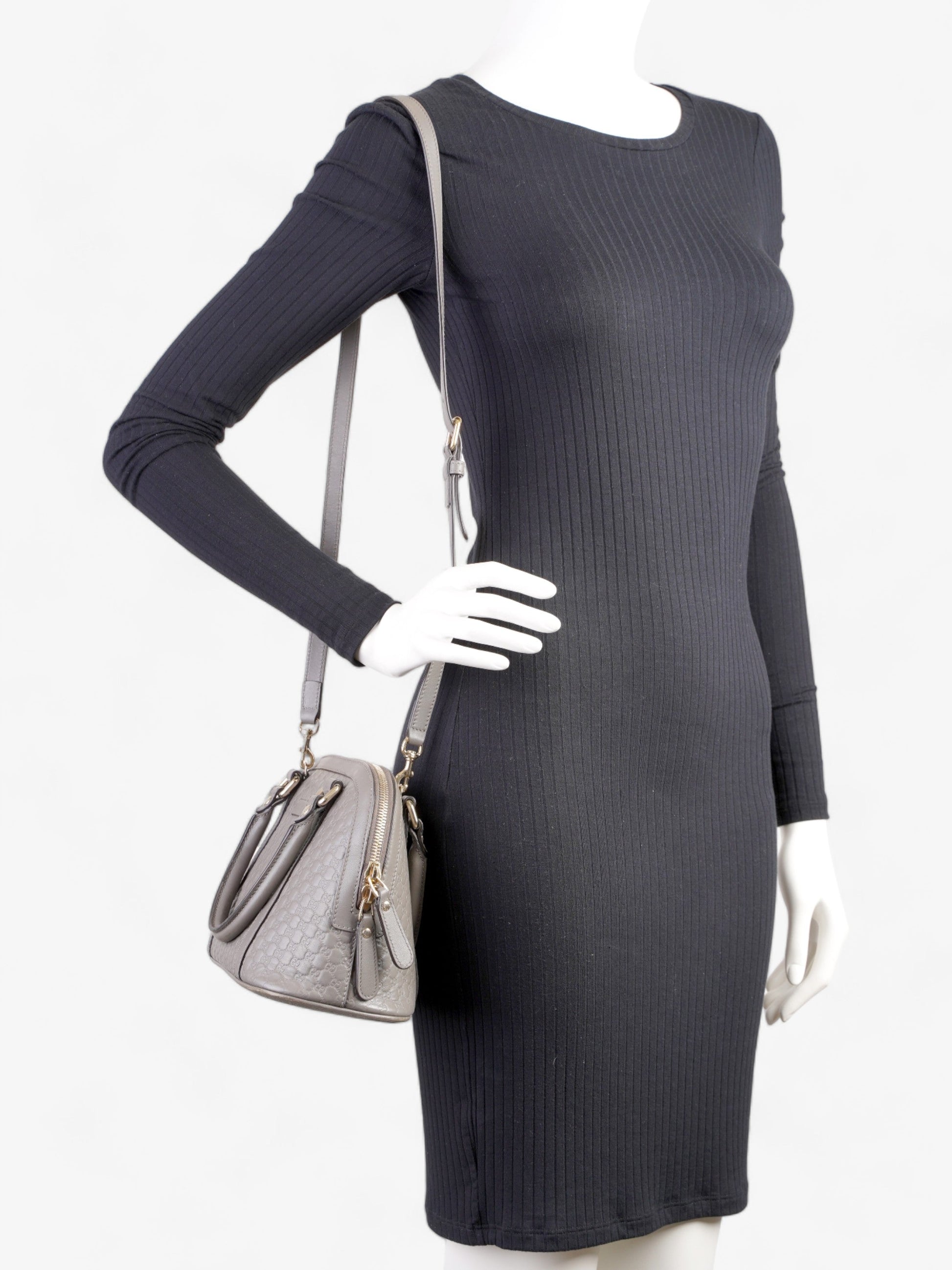 Gucci Microssima Dome Bag Grey Leather Mini Travel Bag