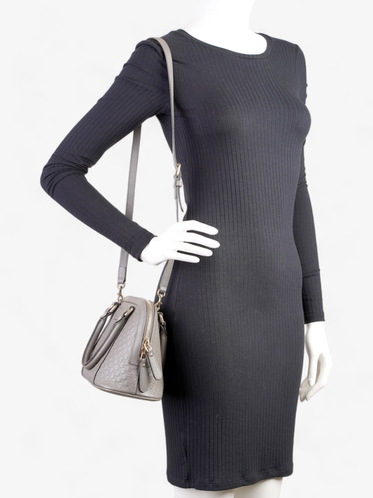 Gucci Microssima Dome Bag Grey Leather Mini Travel Bag