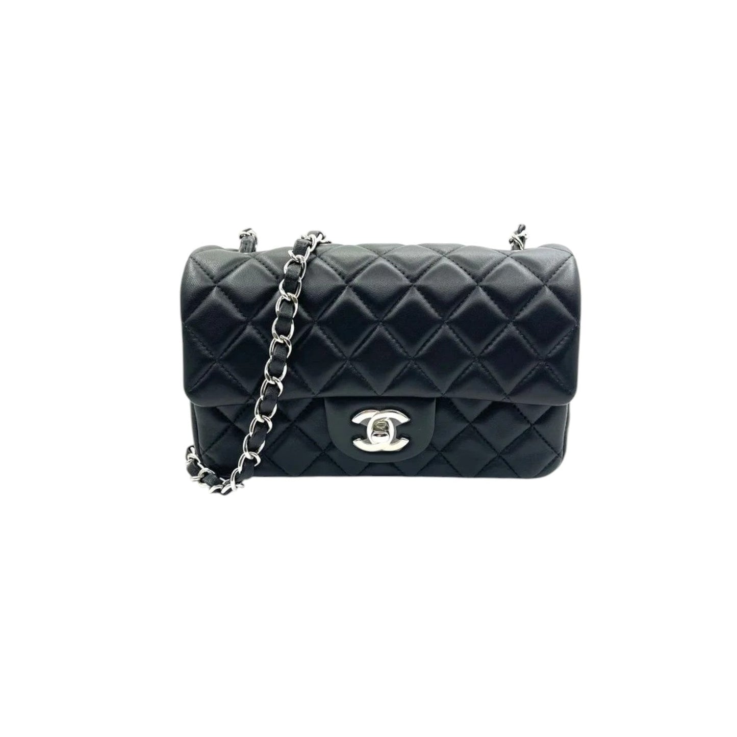 Chanel Rectangular Flap Mini Lambskin SHW Handbag Leather Quilted Crossbody Bag