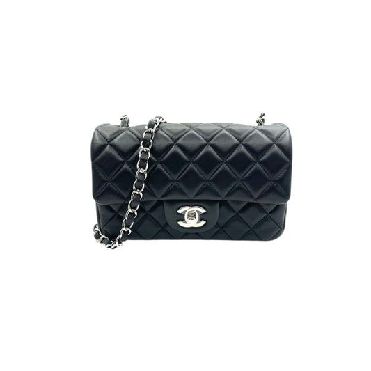 Chanel Rectangular Flap Mini Lambskin SHW Handbag Leather Quilted Crossbody Bag