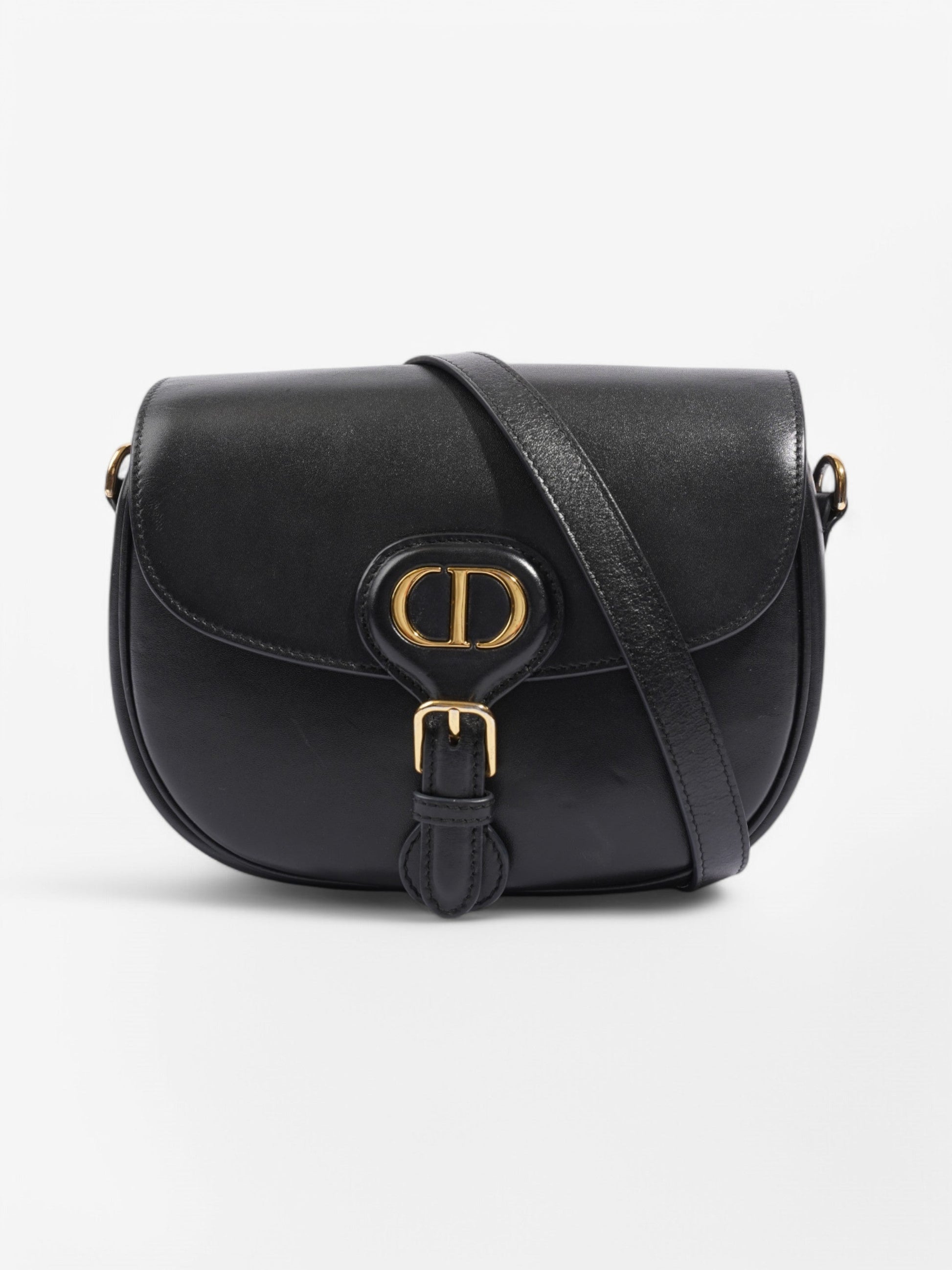 Dior Christian Bobby Calfskin Crossbody Bag Leather Black Medium