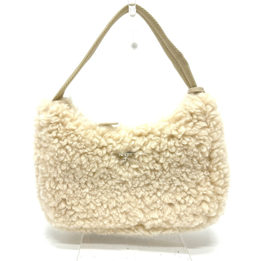 Sheep Fur Triangle Beige Logo Travel Bag