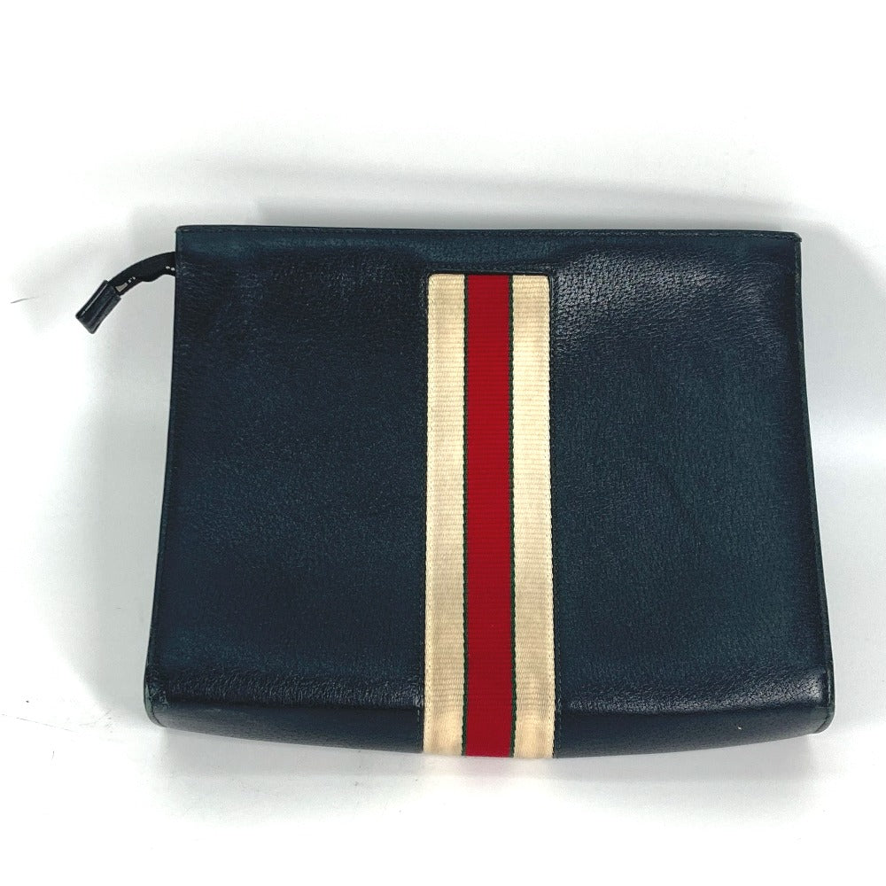 Gucci pouch web stripe Leather Black Logo Clutch Bag