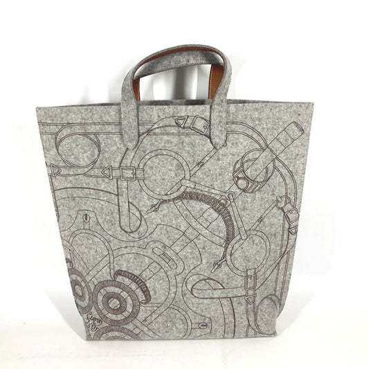 Hermes Tote Bag Felt Shoulder Bag Shoulder Bag Karimi Leather Gray