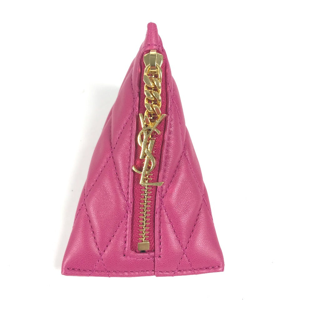 Saint Paris Coin Case Quilting Triangle Travel Leather Pink Travel Bag