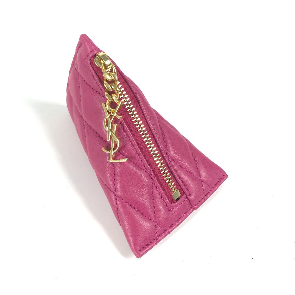 Saint Paris Coin Case Quilting Triangle Travel Leather Pink Travel Bag