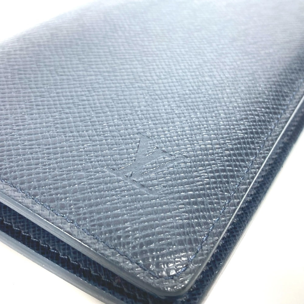 Louis Vuitton Long Purse M30502 Taiga Leather Blue Wallet Case