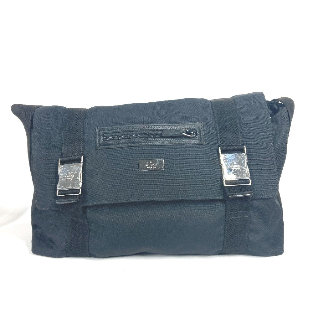 Gucci Messenger flap Leather Nylon Black Logo Shoulder Bag