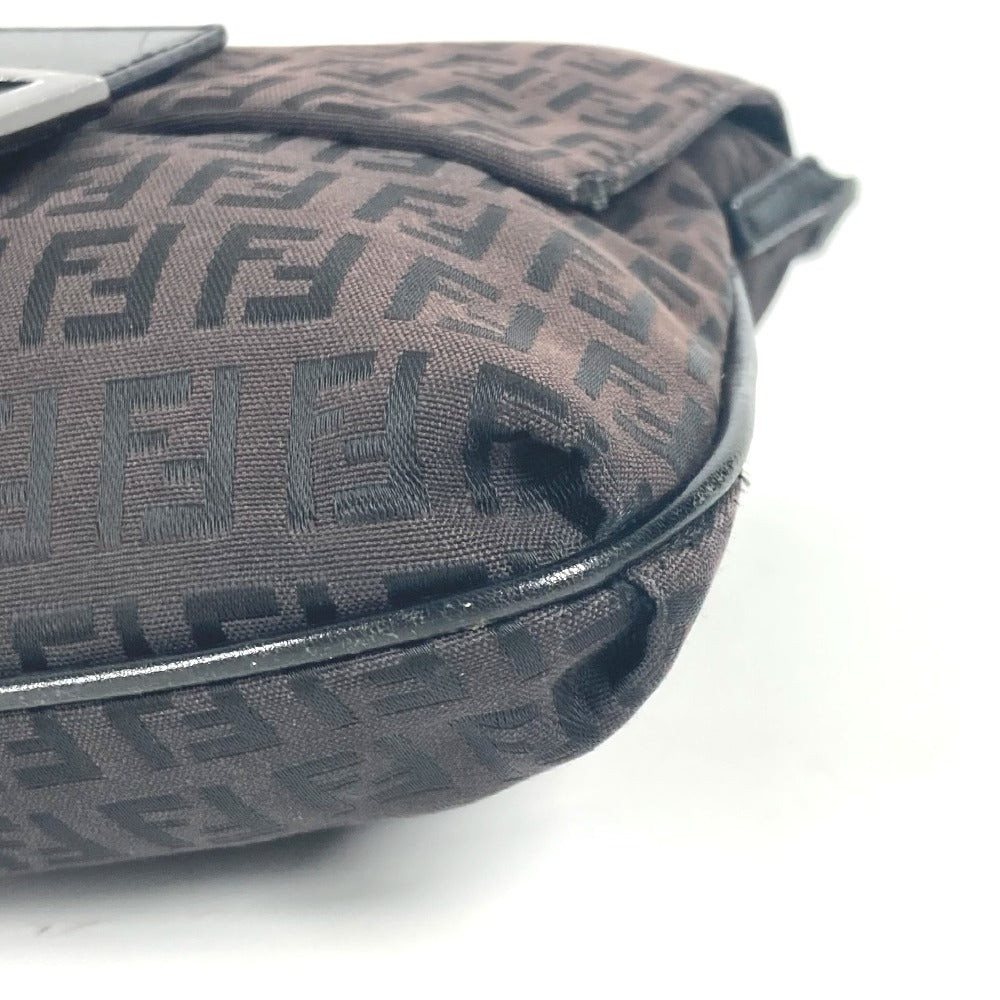 Fendi Shoulder Bag Zucchino Leather Canvas Brown
