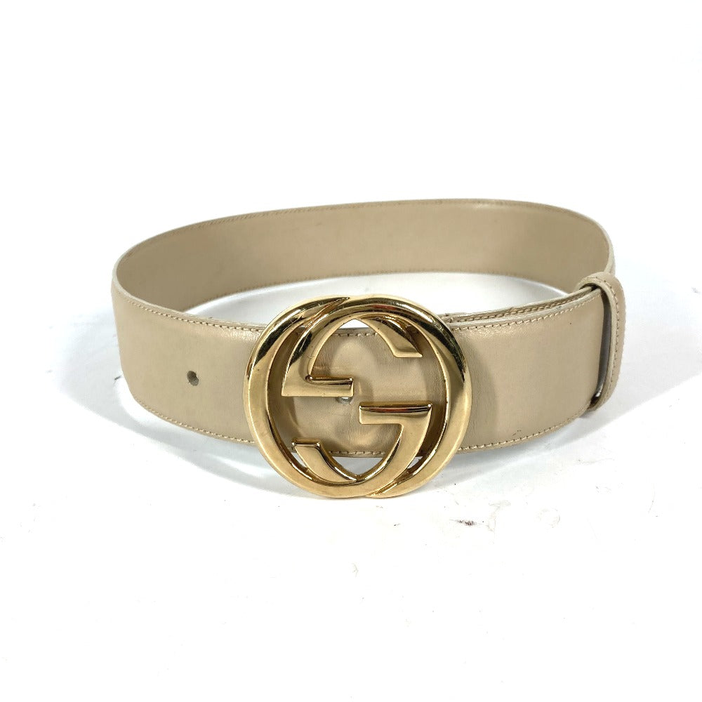Gucci 037ï½¥ GG 65 Leather Beige Logo Belt