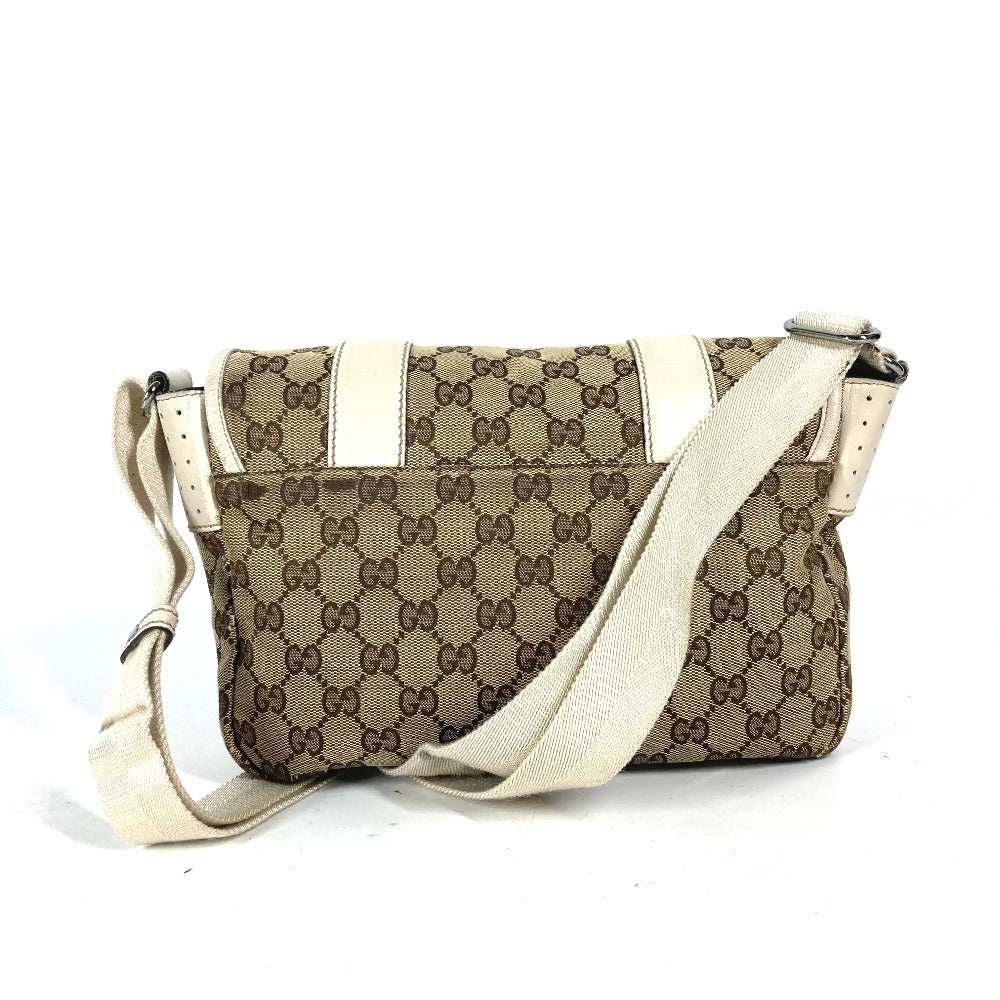 Gucci GG Leather Canvas Beige Shoulder Bag