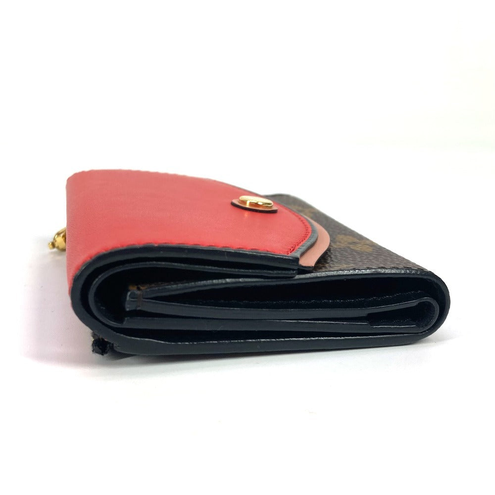 Louis Vuitton Trifold M63904 Portefeuille Tuileries Compact Monogram Leather Canvas Red Wallet Case