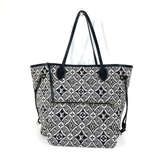 Louis Vuitton M57230 Jacquard Neverfull MM Monogram Leather Black Shoulder Bag