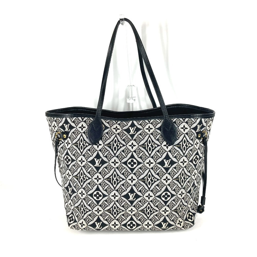 Louis Vuitton M57230 Jacquard Neverfull MM Monogram Leather Black Shoulder Bag