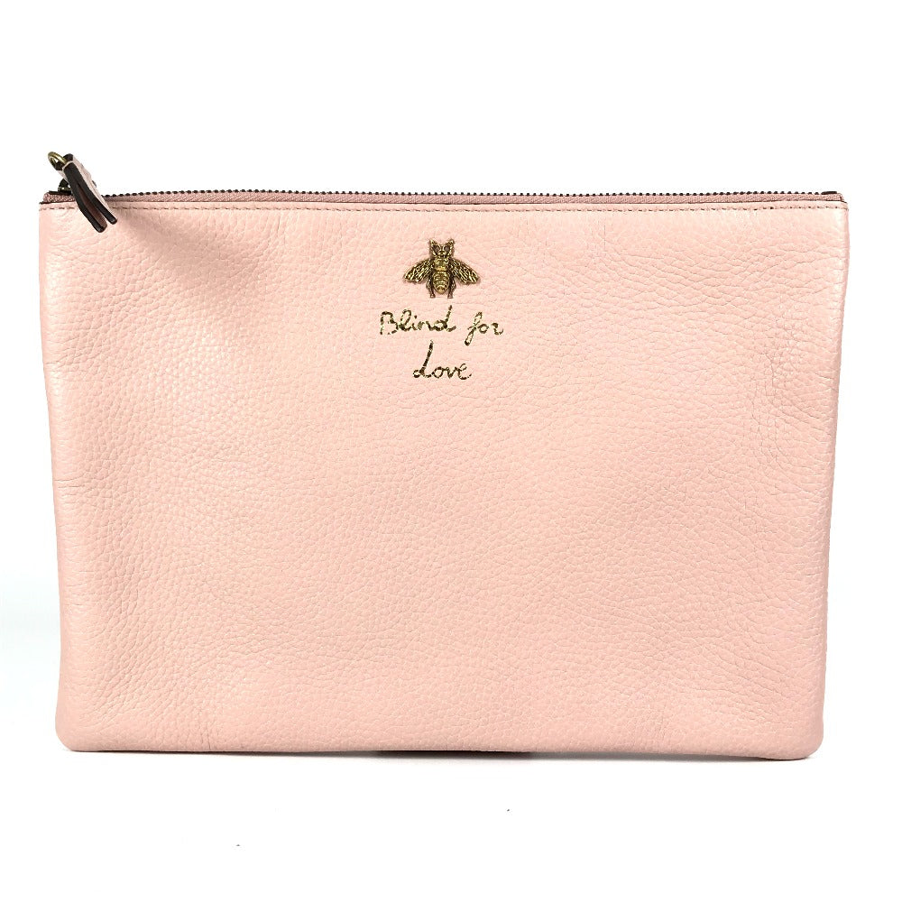 Gucci Ot 18 Leather Pink Logo Clutch Bag