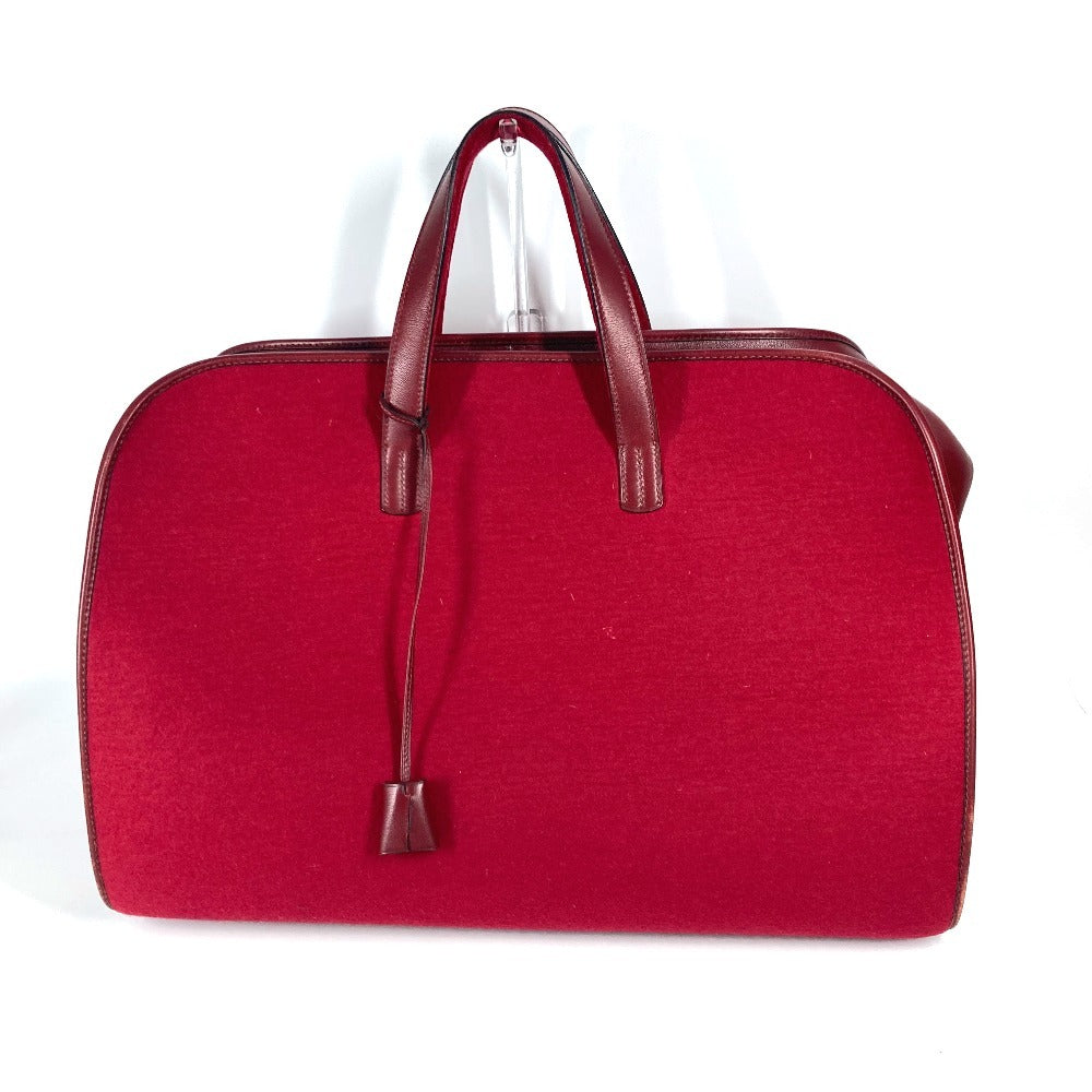 Boston Duffel Bag Felt, H Punching Hood Leather Red Travel Bag