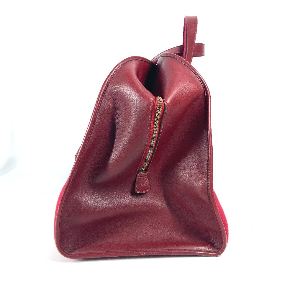 Boston Duffel Bag Felt, H Punching Hood Leather Red Travel Bag