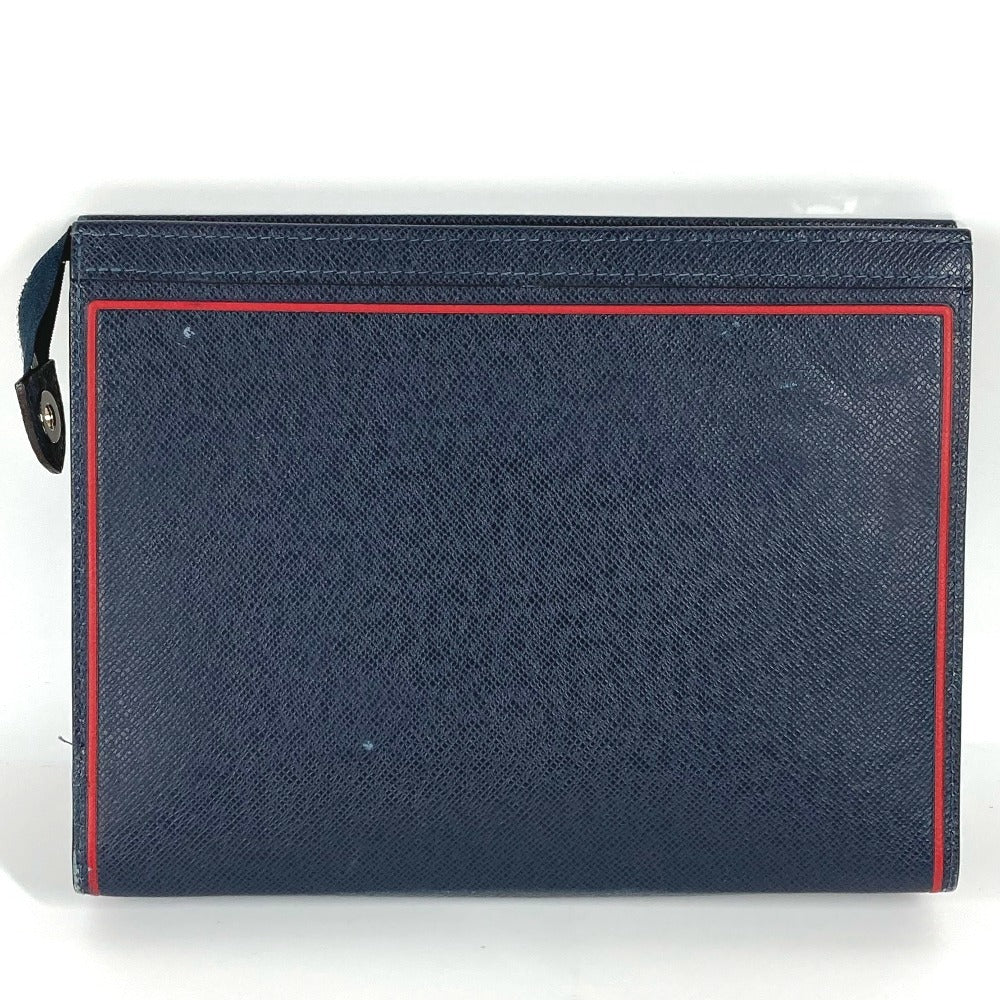 Louis Vuitton business Taiga Pochette Voyage Leather Navy Clutch Bag