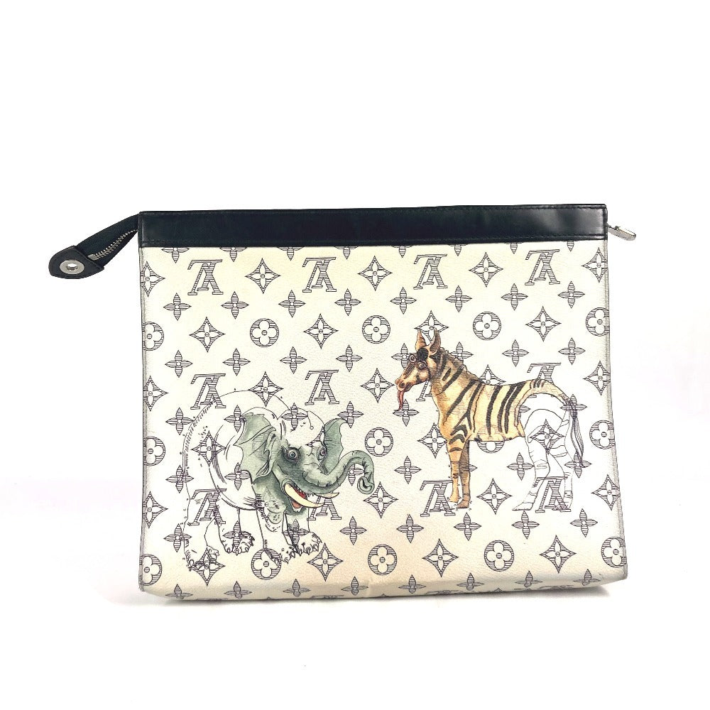 Louis Vuitton M66649 Savannah Chapman Brothers Pochette Monogram Leather Navy Clutch Bag