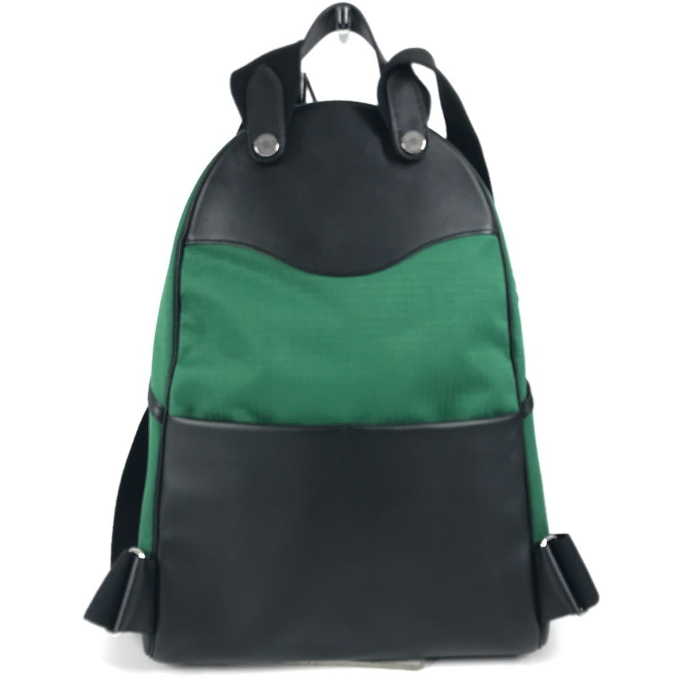 Hermes Backpack Slicked Back Leather Canvas Green