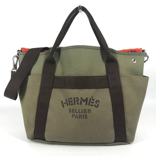 Hermes Tote Bag Khaki With Bag In Bag Sucked Leather Canvas